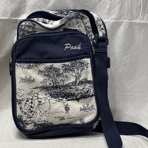 Disney Winnie the Pooh Blue Ivory Toile Print Shoulder Crossbody Bag Pack Purse